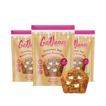 Gonanas Cinnamon Roll Banana Bread Mix, Vegan, Gluten Free Healthy Snacks. Oat Flour Bread Or Muffin Mix. Women Owned, Us Ingredients, Dairy Free, Nut Free, Delicious Snacks (3 Pack)