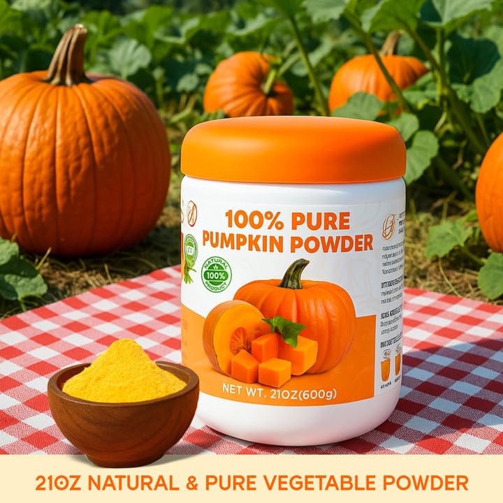Gephron 21OZ Natural Pumpkin Powder - 100% Pure, No Added Sugar, High in Fibre, Ideal for Juices, Smoothies, Baking, and Soups