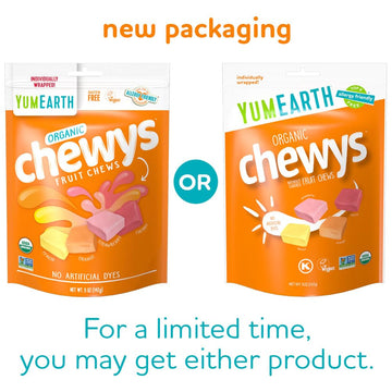 YumEarth Organic Fruit Chews - Fruit Flavored Candy Chews, No Dye, Allergy Friendly, Gluten Free, Non-GMO, Vegan Candy with No A