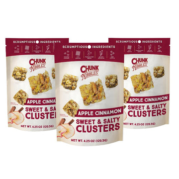 Chunk Nibbles Snack Clusters | Apple Cinnamon Bite-Size Clusters | 4.25oz (Pack of 3)