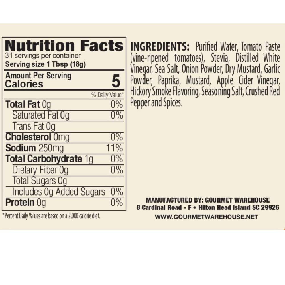 Gourmet Warehouse No Sugar Added Ketchup And Sugar Free Bbq Sauce, Handcrafted In Small Batches Gluten-Free, Hfcs-Free, Keto Fri