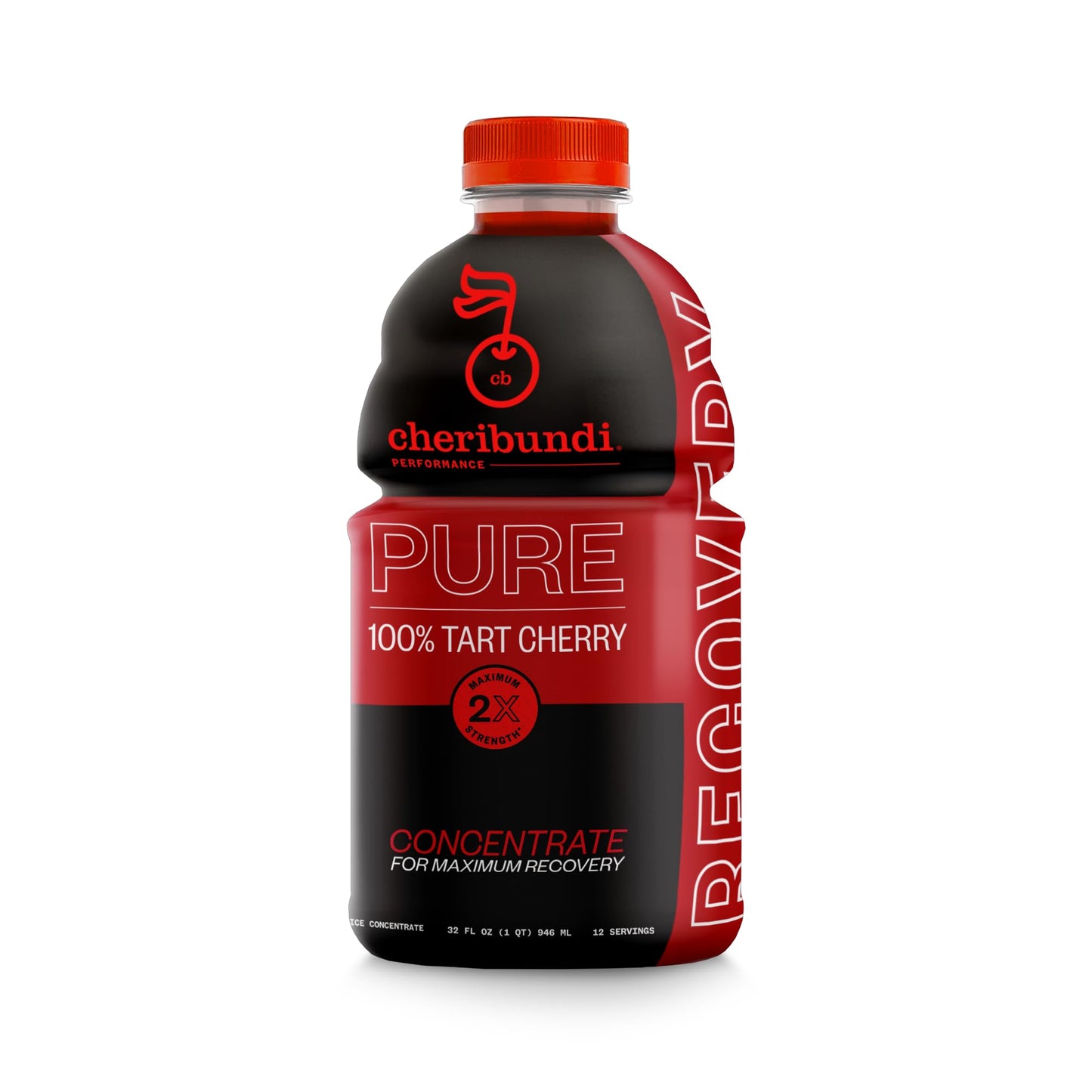 Cheribundi | 100% Tart Cherry Juice Pure Concentrate Multiserve | 32 Fluid Ounce Bottle for Maximum Recovery with 480 Tart Cherr