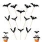 24Pcs Halloween Cupcake Toppers, Halloween Bat Cupcake Decorations, Black Glitter Bat Halloween Cupcake Picks For Halloween Part