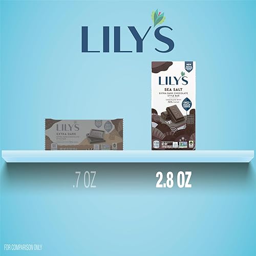 Lilys Sea Salt Extra Dark Chocolate Style No Sugar Added, Sweets Bars, 2.8 Oz (12 Count)