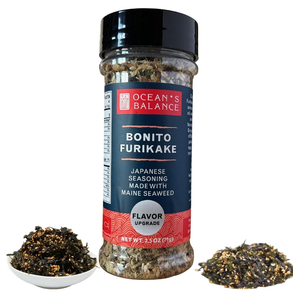 Oceans Balance Bonito Furikake Seasoning - Seaweed Seasoning with Bonito Flakes & Maine Coast Seaweed - Healthy Seaweed Salt Ble