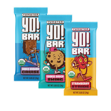 Yo! Bar By Bearded Brothers Vegan Organic Kids Bar | Gluten Free, Paleo And Whole 30 | Soy Free, Non-Gmo, Low Glycemic, No Sugar Added, Fiber + Whole Foods | Variety 3 Flavor Pack | 25 Bars