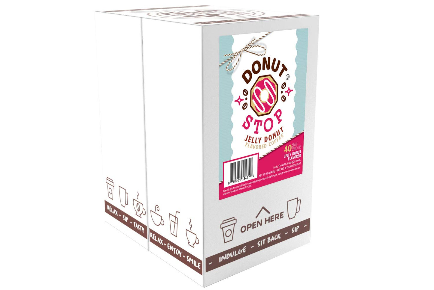 Donut Stop Jelly Donut Flavored Coffee Pods, Compatible with 2.0 K-Cup malt-inspired, 40 Count