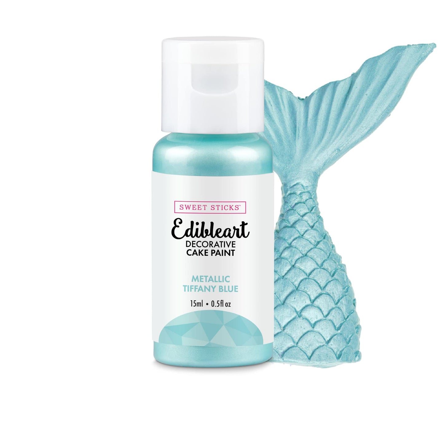 SWEET STICKS Edible Art Cake Paint 0.5 Fl Oz Metallic Tiffany Blue