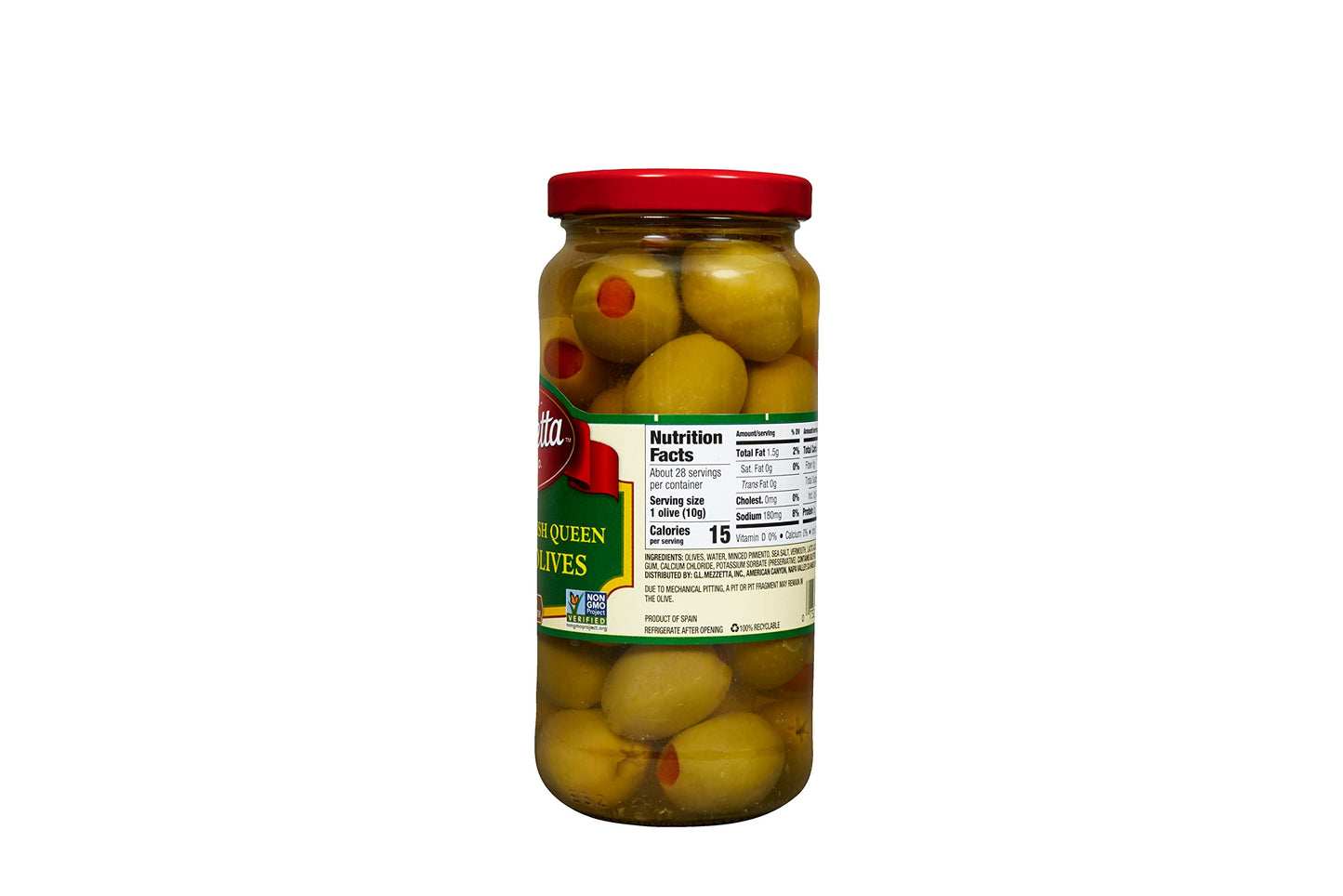 Mezzetta Spanish Queen Martini Olives, Non-GMO, Gluten Free, Keto, 10 oz Jar (Pack of 2)