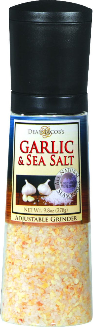 Dean Jacobs Garlic and Sea Salt Jumbo Grinder, Glass, 9.8 Ounce