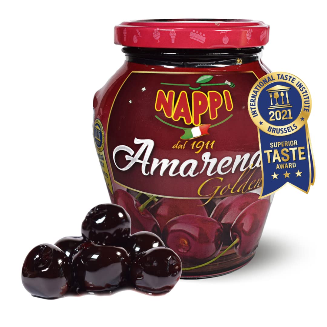 Nappi 1911 Amarena Cherries in Syrup, 16.23 oz (460g), Italian Cocktail Cherries, Award Winning Taste