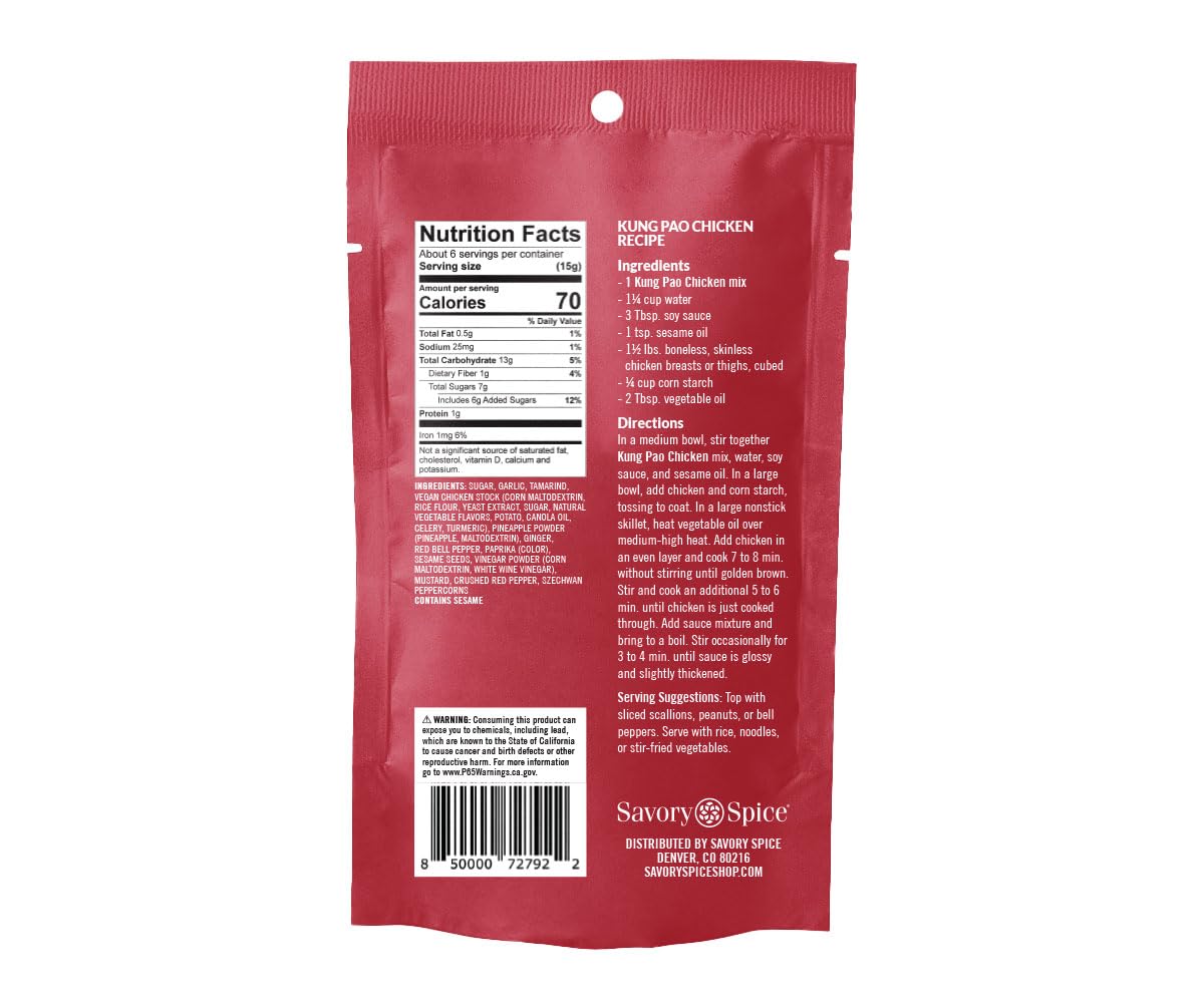 Savory Spice Kung Pao Chicken 3-Count Spice & Easy Meal Starter Spice Mix | Quick Kung Pao Chicken Kit & Seasoning Mix (3-Count