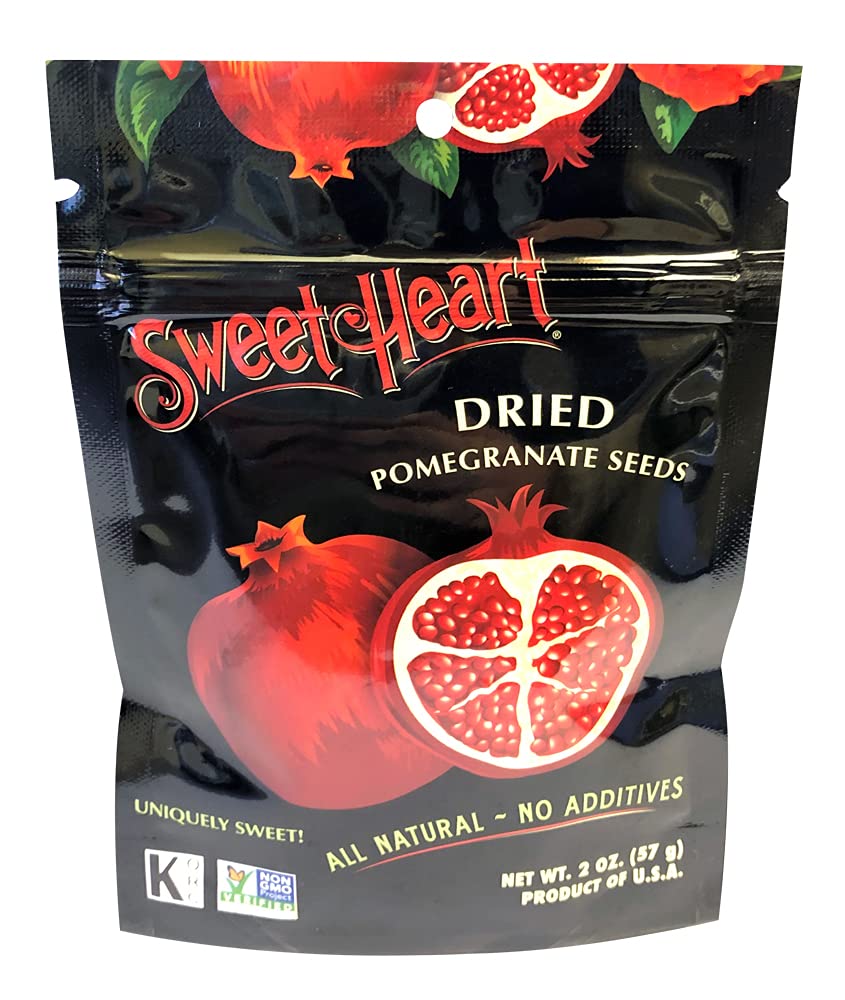 SWEETHEART Dried Pomegranate Seeds - All Natural, Non-GMO, Vegan, 2 Oz, Red, No Sugar Added