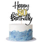 Kaoenla Black Gold Glitter Happy 80th Birthday Cake Topper - Hello 80/Cheers 80,Happy fourteen Birthday Anniversary,80 years old