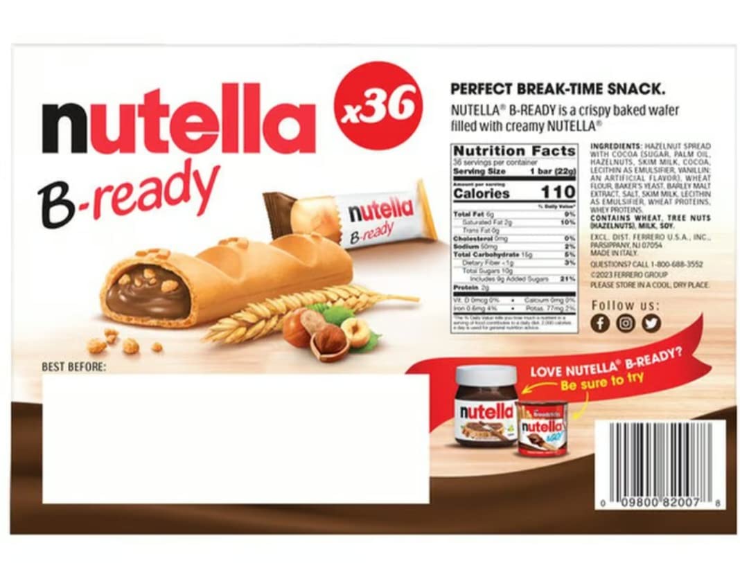 Nutella B-Ready, 36Ct, Packaged With Bryant Desai Supplies Pen