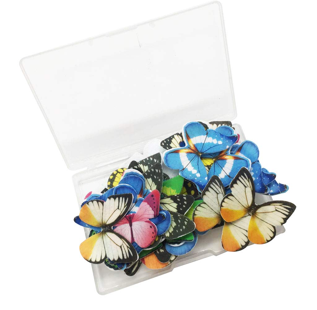 Set Of 30 Edible Cupcake Toppers Wedding Cake Birthday Party Food Decoration Mixed Size & Colour (Butterfly)