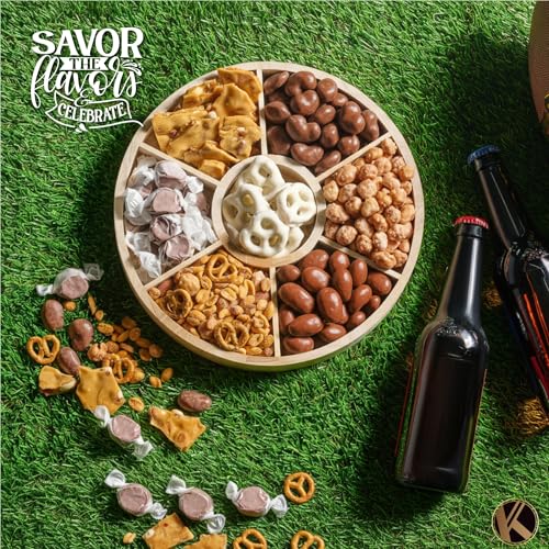 KREMERY Creamy Chocolate Cravings - Valentines Day Chocolate Covered Pretzels & Nuts Gift Basket, in Reusable Round Wooden Tray