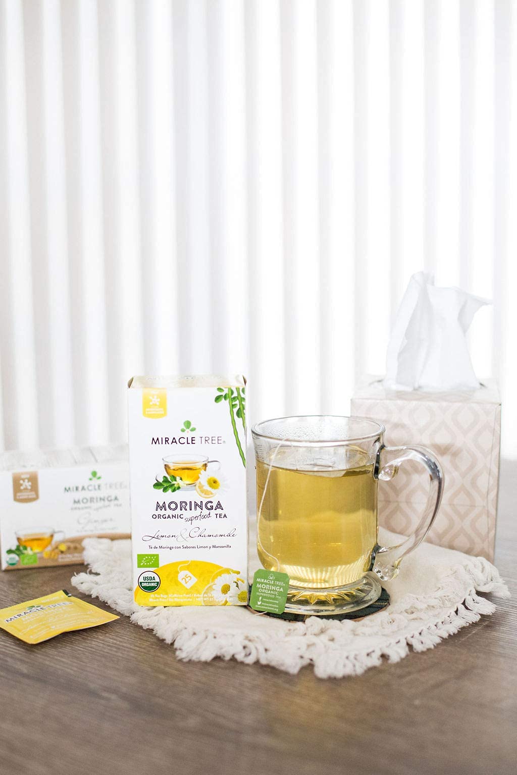 Tree Organic Moringa Superfood Tea - 3 Pack, 25 Individually Sealed Bags, Lemon & Chamomile, Vegan, Gluten-Free, Caffeine-Free