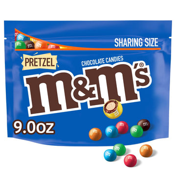 M&M'S Pretzel Milk Chocolate Candy, Sharing Size, 7.4 Oz Resealable Bag