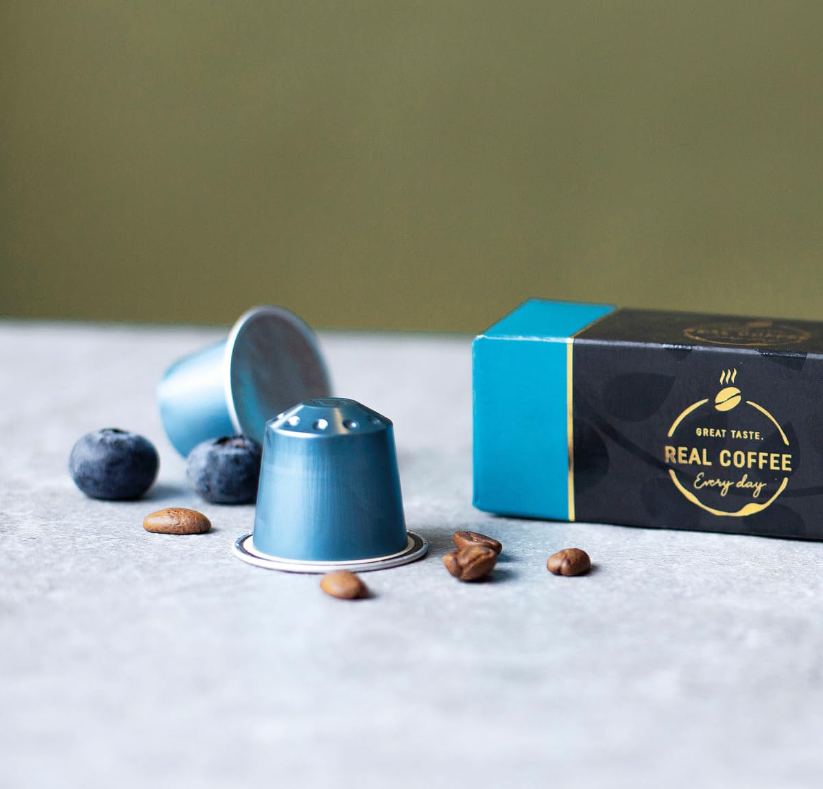REAL COFFEE Decaf Italian Espresso compact pieces - 100 Aluminum compact pieces, Medium Roast Arabica, Compatible with Nespresso