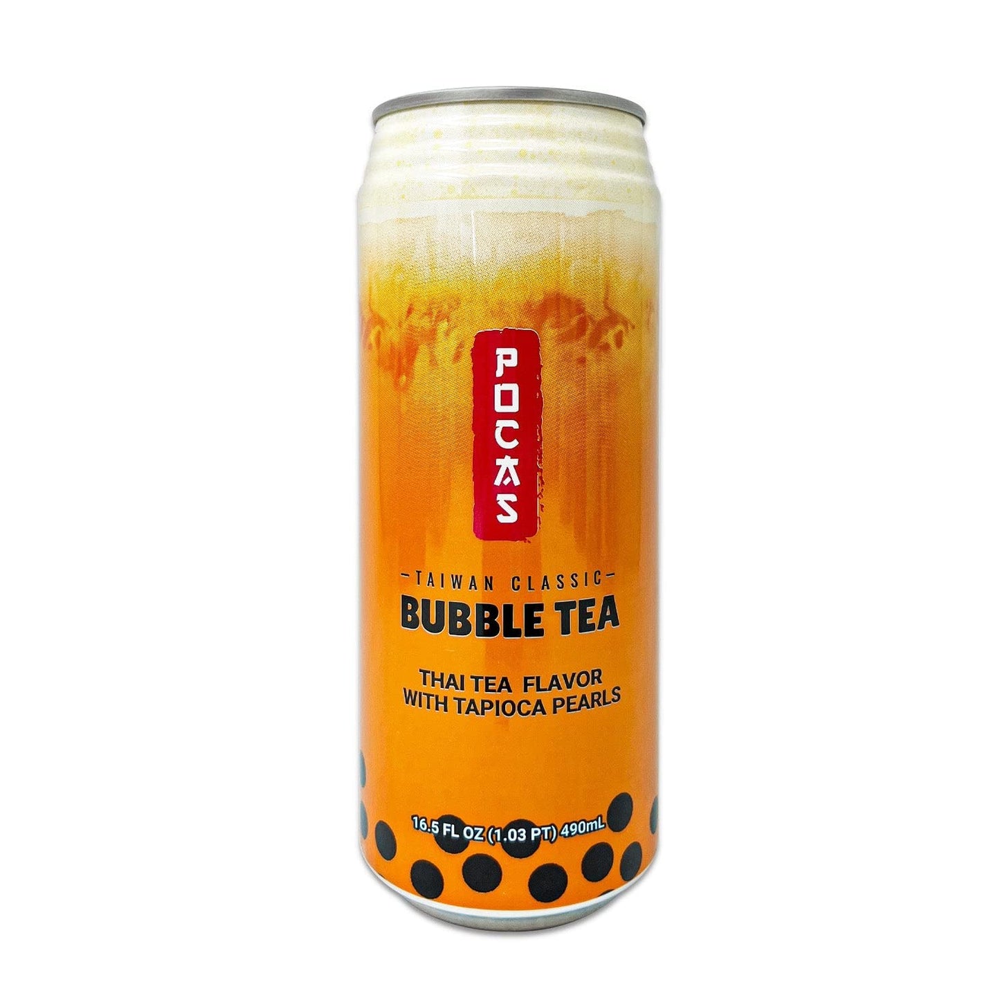 Generic POCAS BUBBLE TEA - Classic Taiwan Style Milk Tea with Tapioca Pearls, Ready to Serve, 12 oz