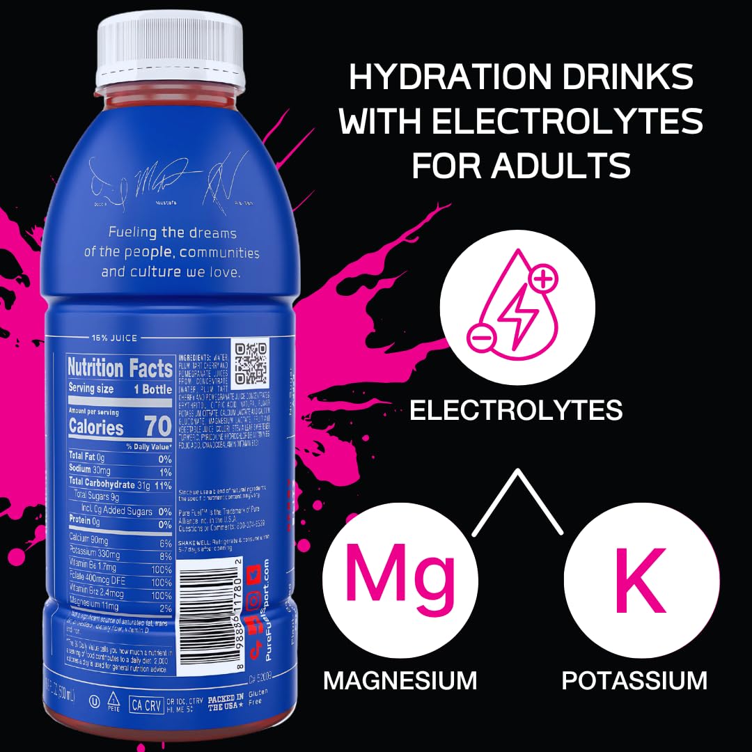 Pure Fuel Hydration Drinks Berry Blitz - Plant-Based Healthy Electrolyte Drinks With B-Vitamins - No Added Sugar - 12 Pack X 16.