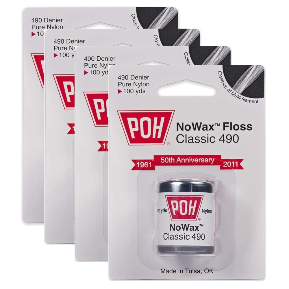 Poh Dental Floss Unwaxed, 100 Yard- 4 Pack
