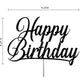 RokAPary Happy Birthday Glitter Cake Topper, Acrylic, Double-Sided, Black