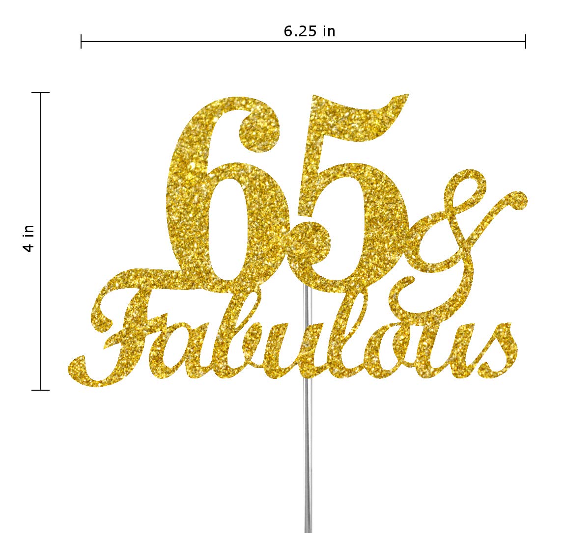 RokAPary 65 & Fabulous Cake Topper, Gold Glitter, Acrylic, 1 Count, Model RCTF