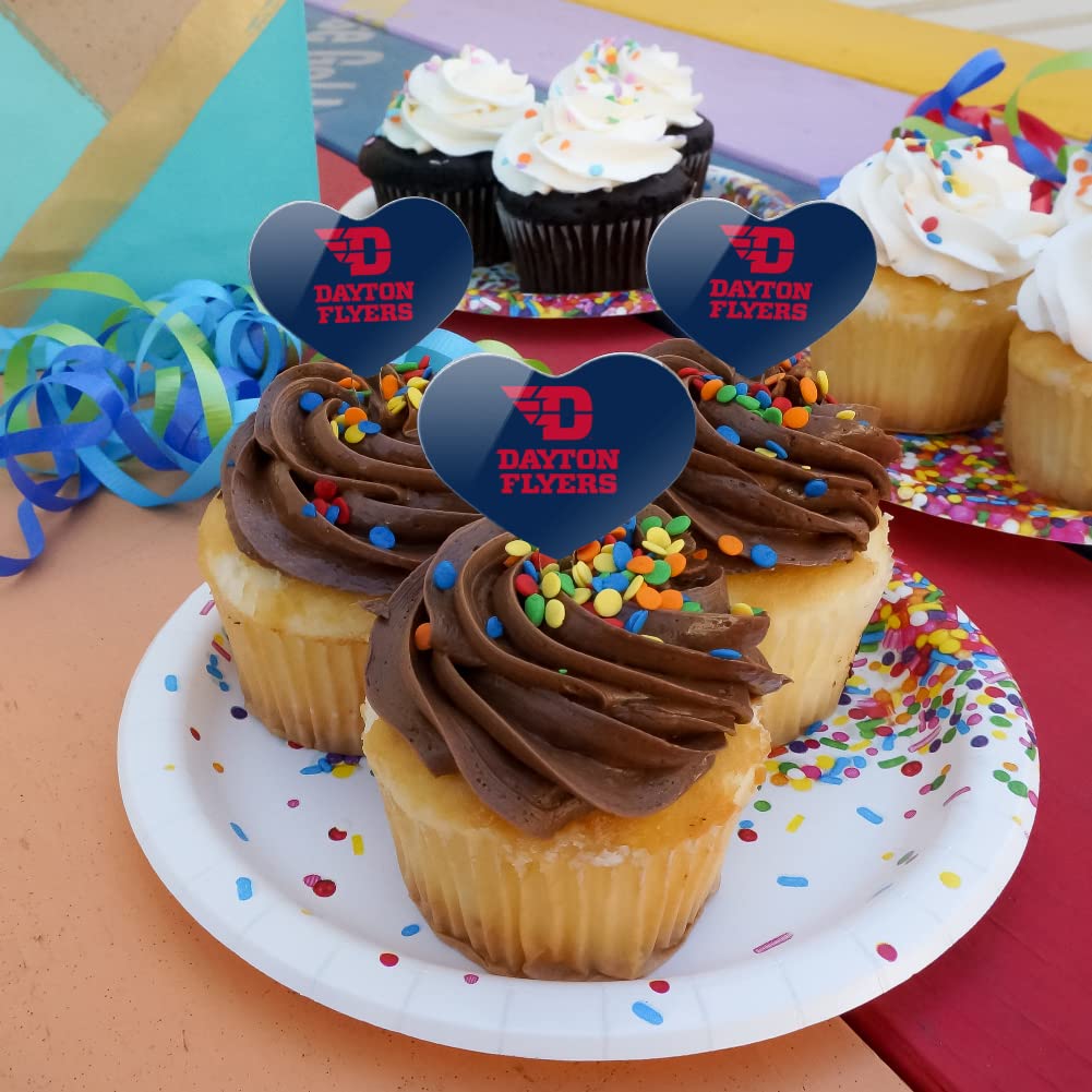 GRAPHICS & MORE Cupcake Picks Set of 6, Acrylic, University of Dayton, Heart Design, One Size