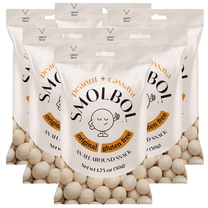 SMOLBOL Crunchy Peanuts | Individual Packs | Roasted | Lightly Salted | Gluten-Free Cassava Crust | Plant Protein | School Snack