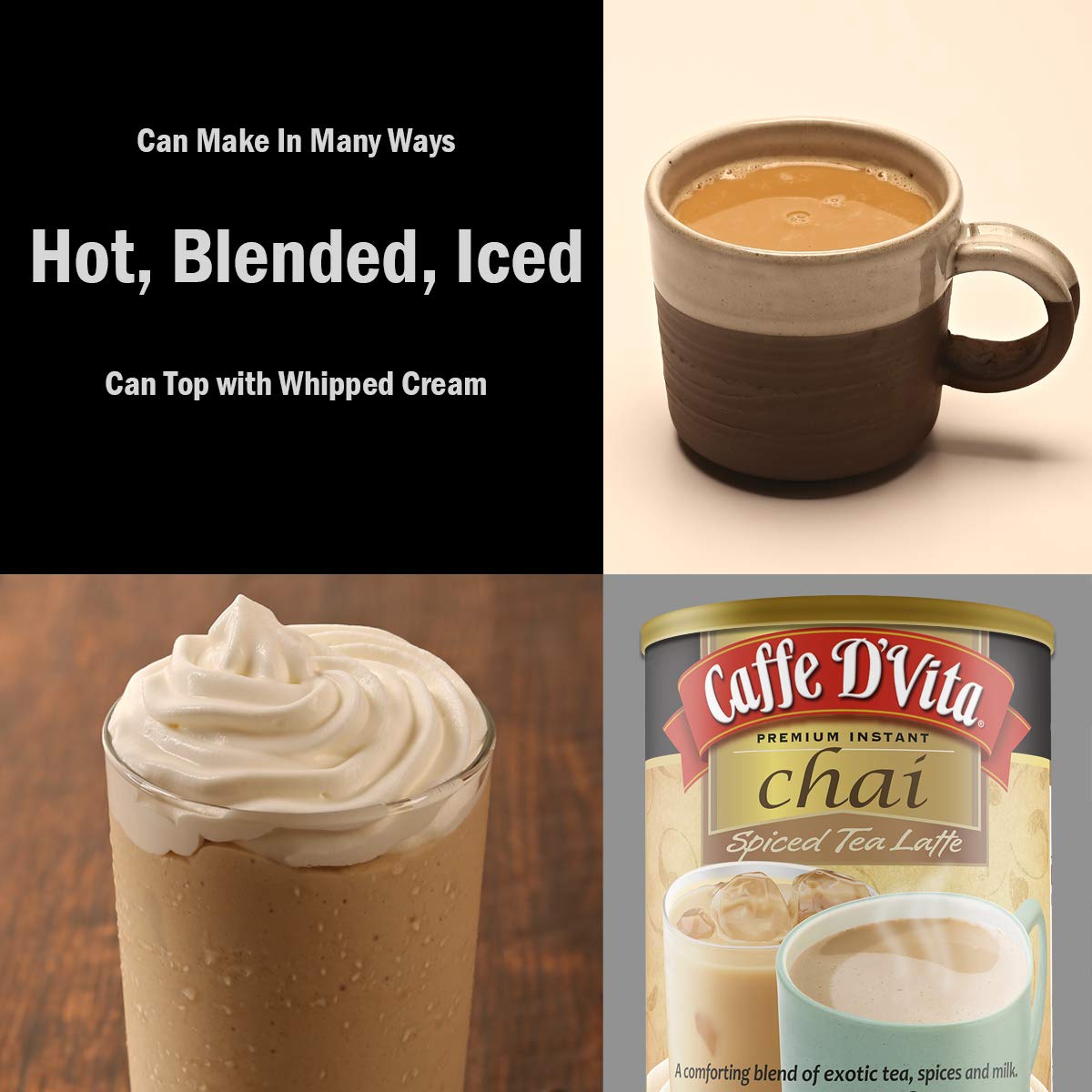 Caffe D’Vita Spiced Chai Latte Mix - Gluten Free Powder, 2.67 oz, Pack of 6