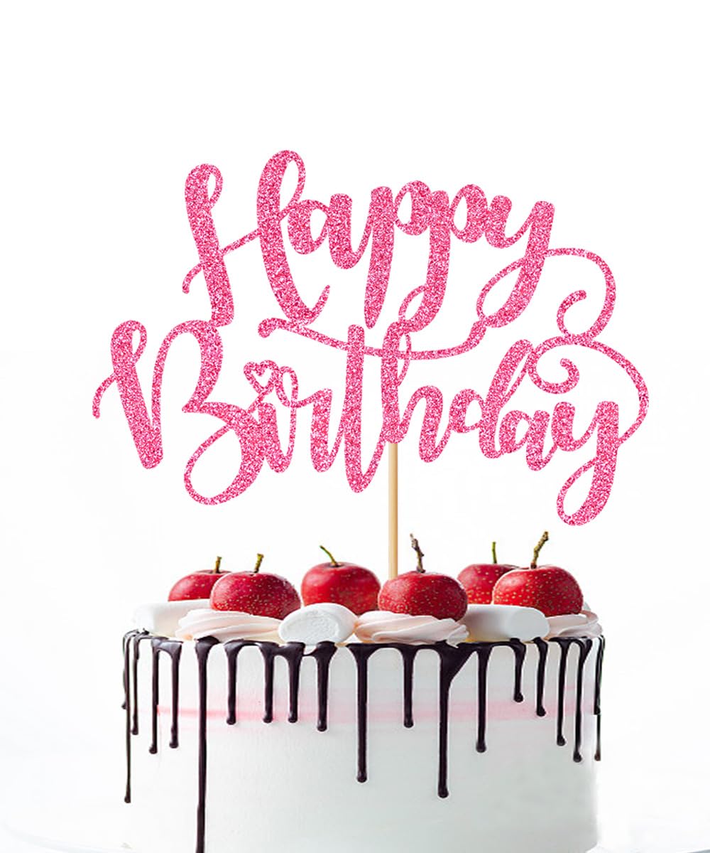 Naicaek Handmade Glitter Happy Birthday Cake Topper,Birthday Party Cake Decorations, Anniversary/Birthday Party Decoration Suppl