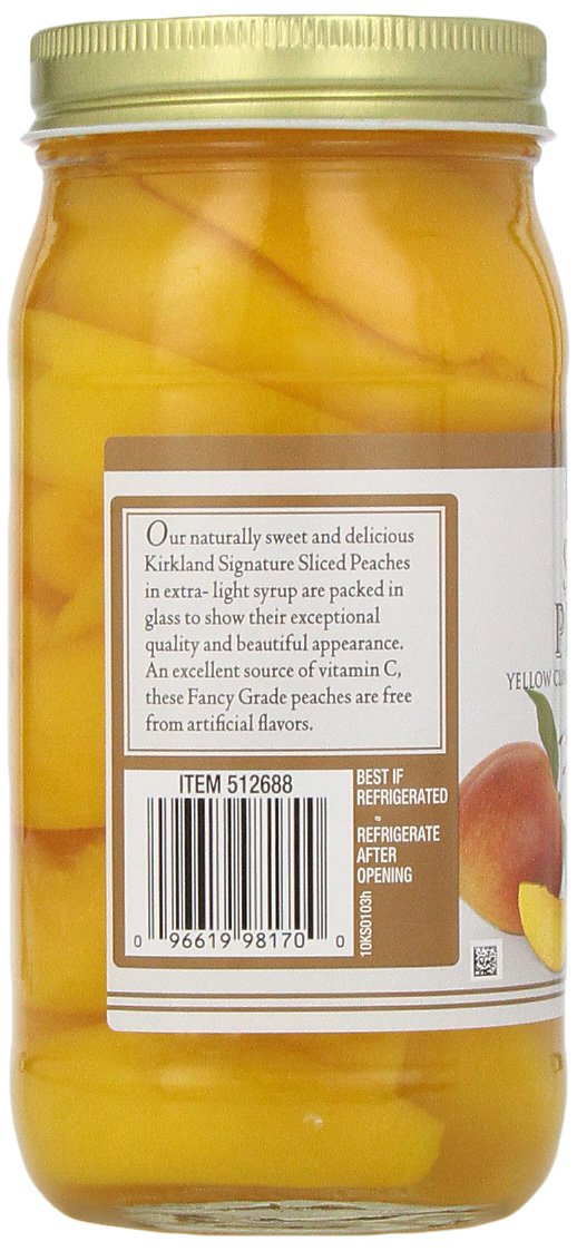 Kirkland Sliced Peaches, 4 Bottles (24 Ounces Each)