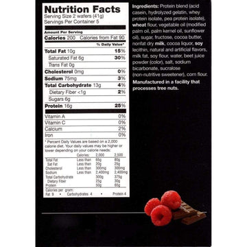 Protifit - High Protein Wafer Bar, 15G Protein, Low Calorie, Low Carb, Low Fat, Trans Fat Free, Cholesterol Free, Ideal Protein Compatible, 5 Servings Per Box (Raspberry)