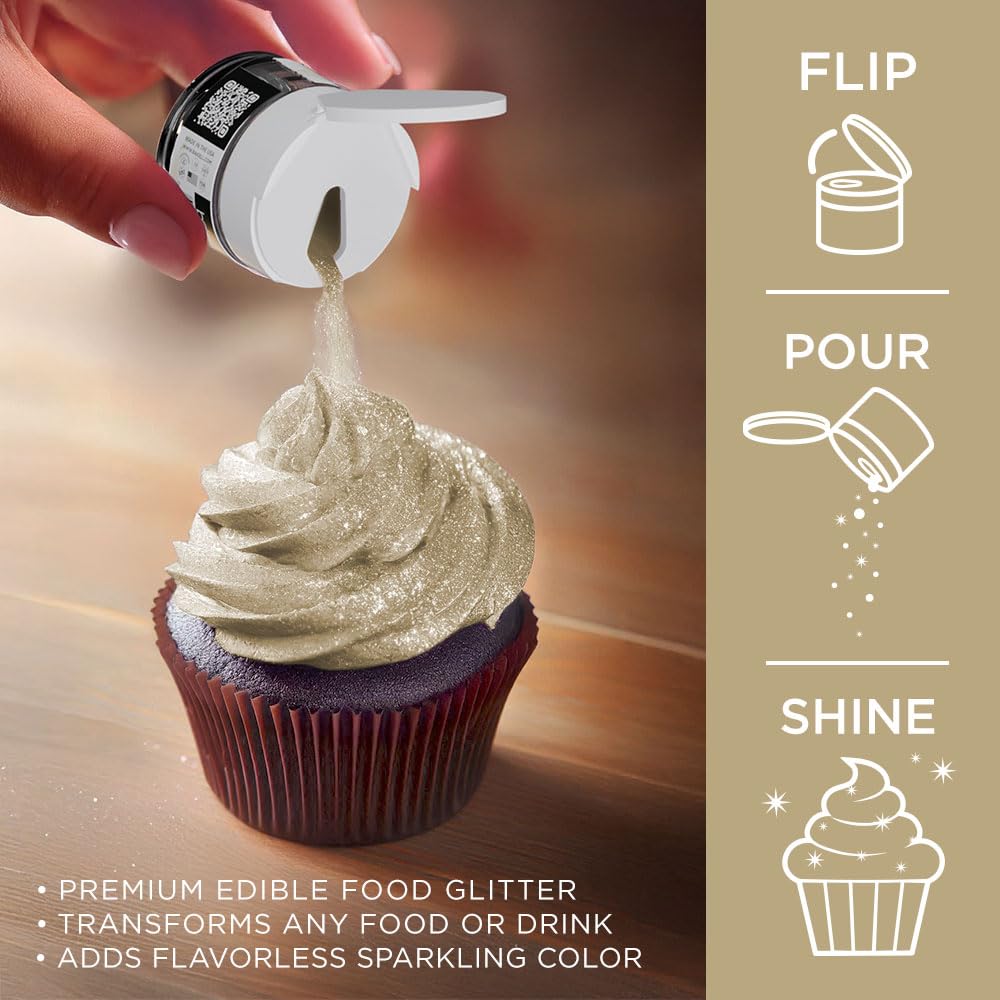 Bakell Edible Glitter Tinker Dust, 5g, Champagne Gold, KOSHER Certified, Perfect for Cakes, Cupcakes, Drinks