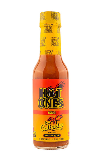 HOT ONES Los Calientes Rojo Hot Sauce, Natural Ingredients, Smoked Red Jalapeno & Habanero, 5 fl oz Bottle