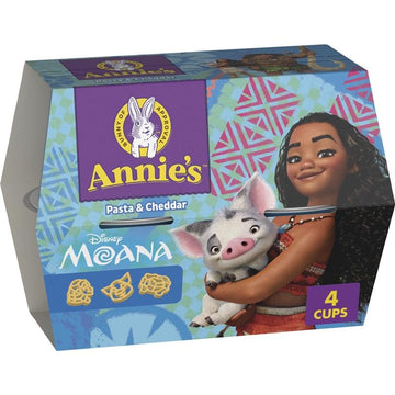 Annies Disney Moana Pasta and Cheddar Macaroni and Cheese Cups  Kids Dinner Side or Snack  4 Ct  7.48 oz