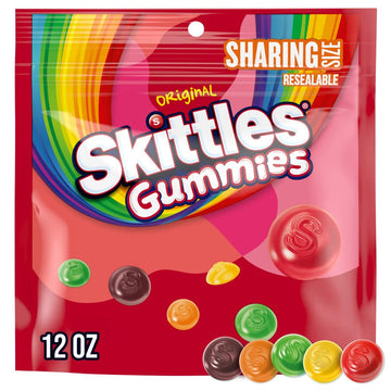 Skittles Gummies Original Gummy Candy, Sharing Size, 12 Oz Resealable Bag