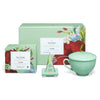 Tea Forte Fleur 3-Piece Premium Tea Gift Set with Pale Mint Green Cafe Cup with Lid, Tea Tray and 10 Assorted 2 of Each Variety 