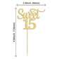 Gyufise 24Pcs Sweet 15 Cupcake Toppers Gold Glitter Number 15 Fifteen Cake Picks Decorations For 15Th Birthday Anniversary Party