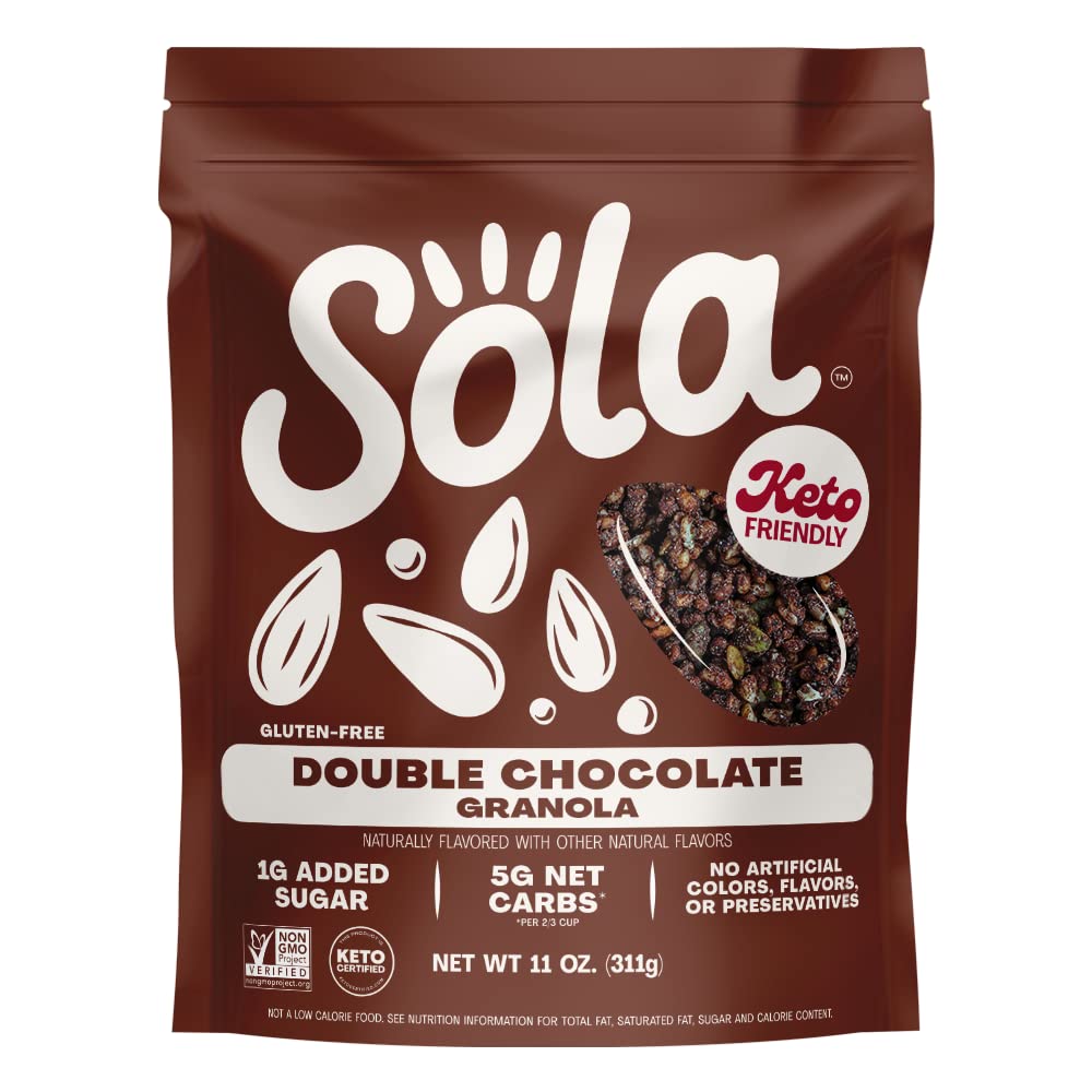 Sola Low Carb & Keto Friendly Granola, Double Chocolate - Low Sugar, Naturally Flavored, Gluten Free & No Artificial Colors, Fla