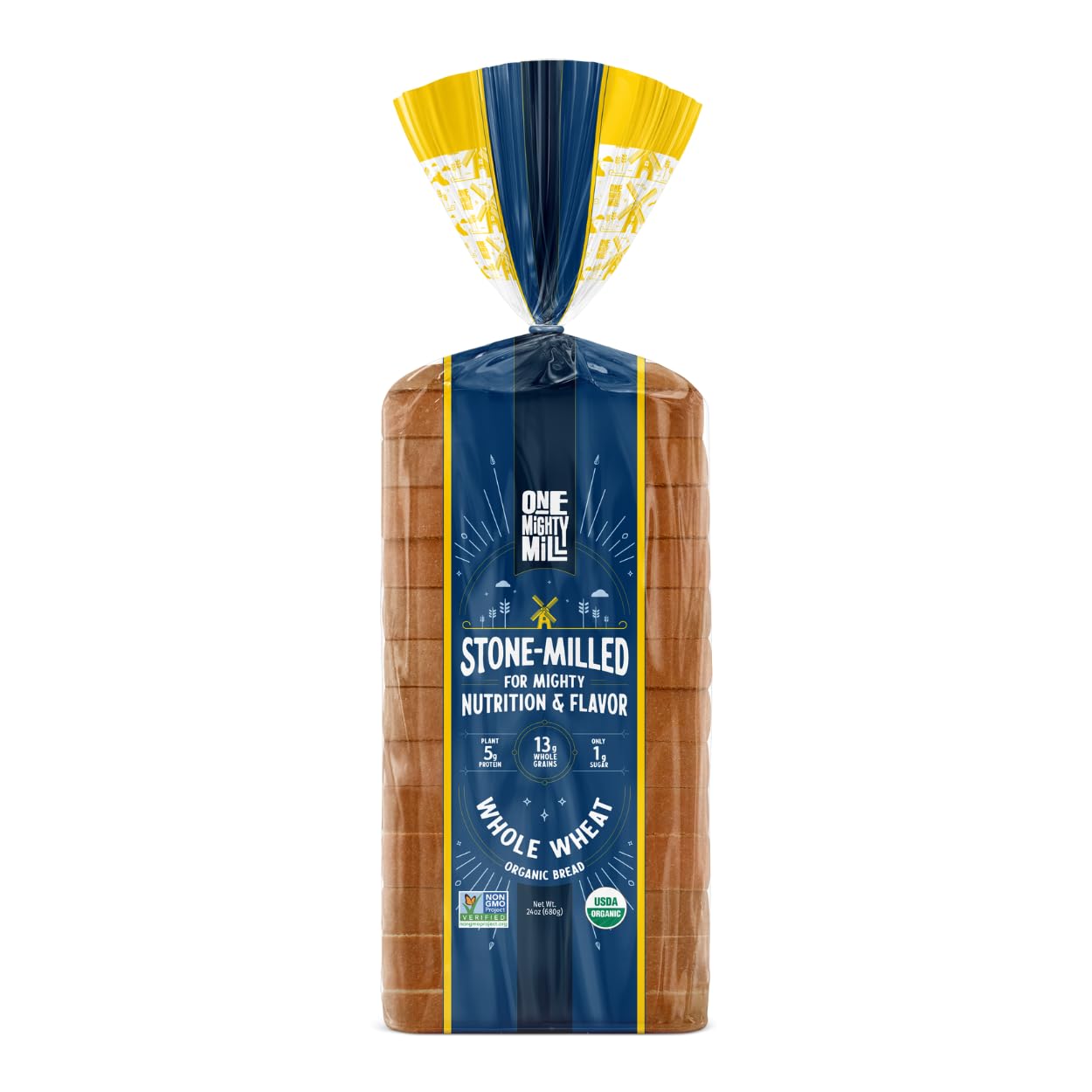 One Mighty Mill Whole Wheat Bread, 100% Organic, Fresh-Milled, Stone-Ground Flour - No Preservatives or Artificial Ingredients, 