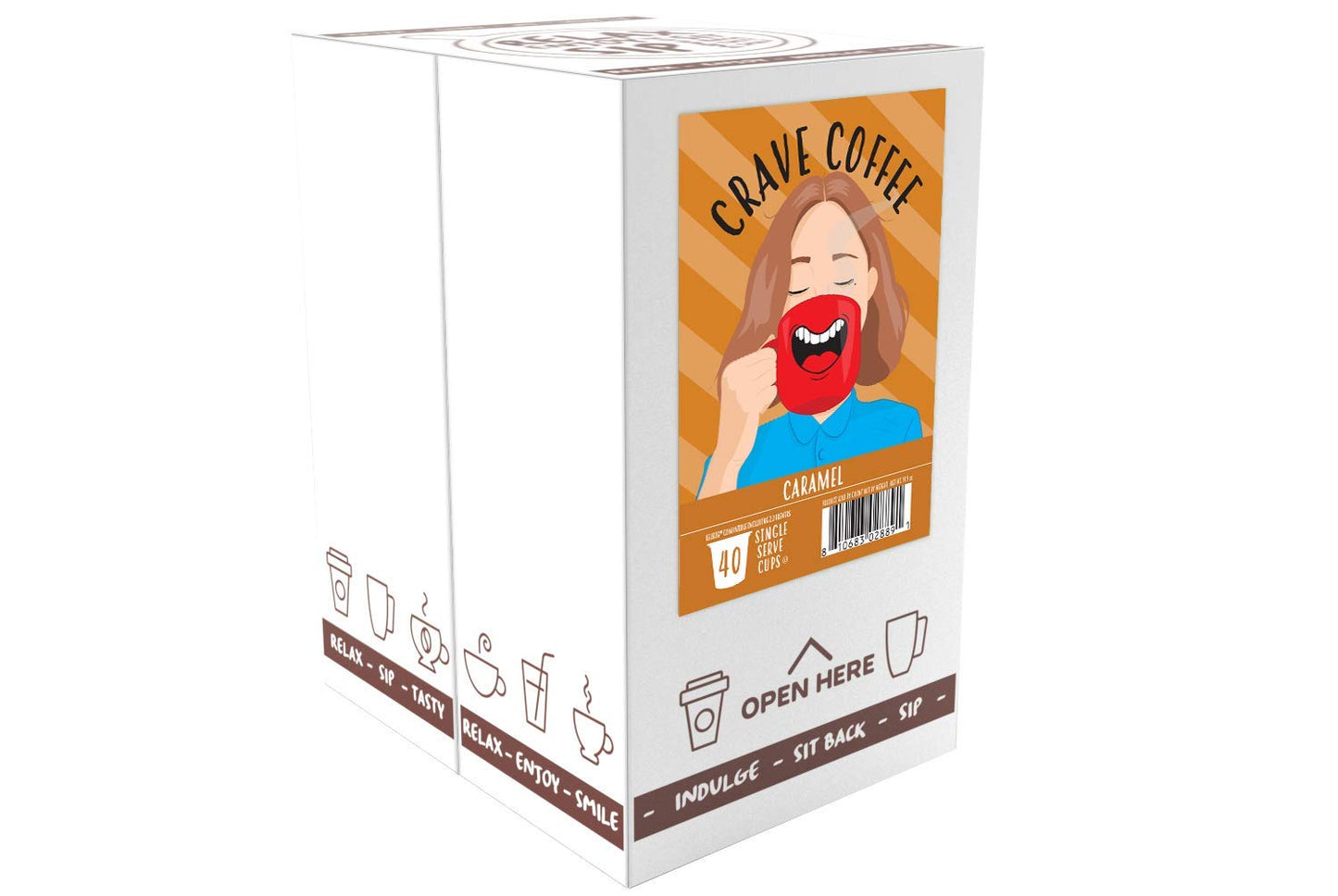 Crave Beverages Flavored Coffee Pods Compatible with 2.0 K-Cup malt-inspired, Caramel, 40 Count