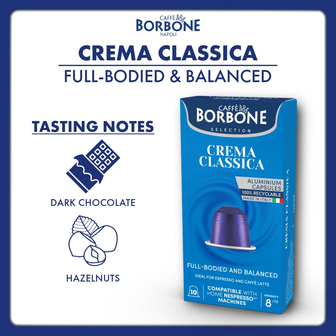 Caffè Borbone Aluminum Coffee Pods for Nespresso Original, Crema Classica, Medium Roast, 100 Count