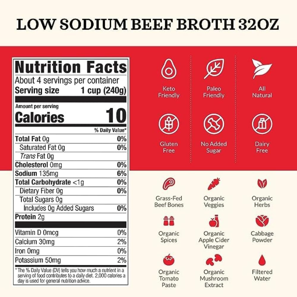 KETTLE & FIRE Low Sodium Beef Broth, 32 OZ