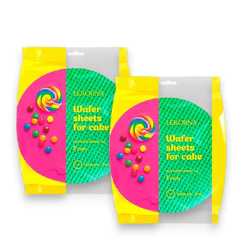 Wafer Sheets Pack of Nine Round Tort Wafers Green White Pink 3.2oz (90g) (Pack of 2)