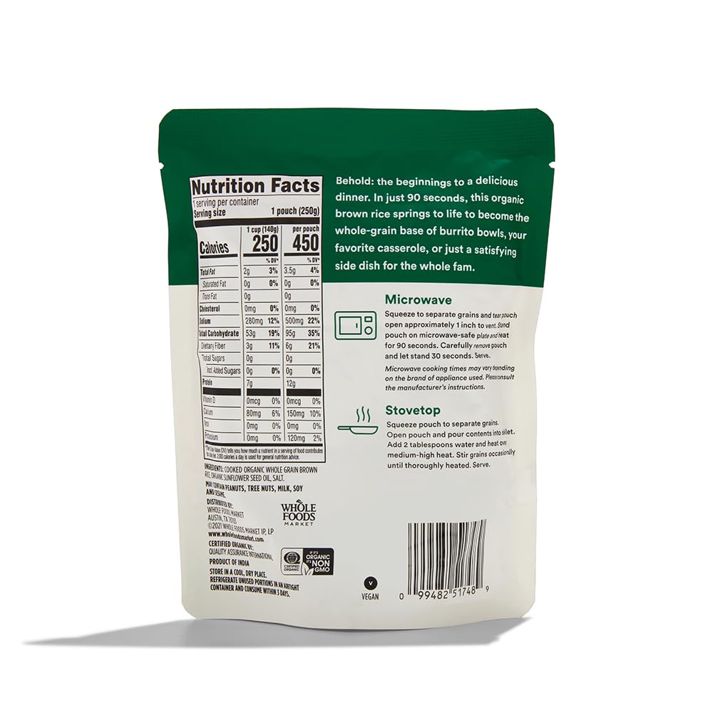 365 By Whole Foods Market, Rice Brown Whole Grain 90 Second Organic, 9 Ounce