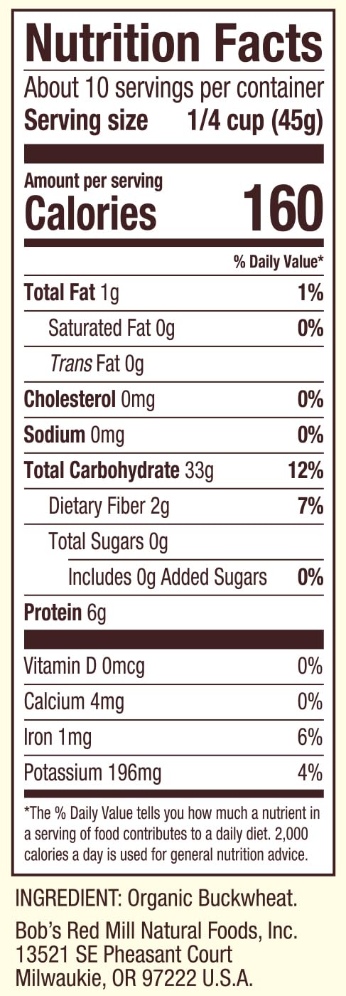 Bobs Red Mill Organic Raw/Untoasted Buckwheat Groats, 16 Ounce Bag (Pack of 1), Gluten Free, Non-GMO, Kosher