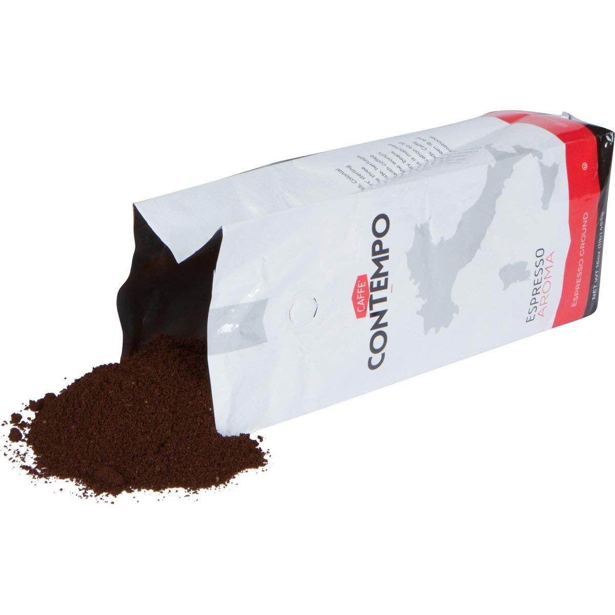 CAFFE CONTEMPO Ground Espresso, Aroma Blend, Dark Roast, 16 Ounce, Fine Grind